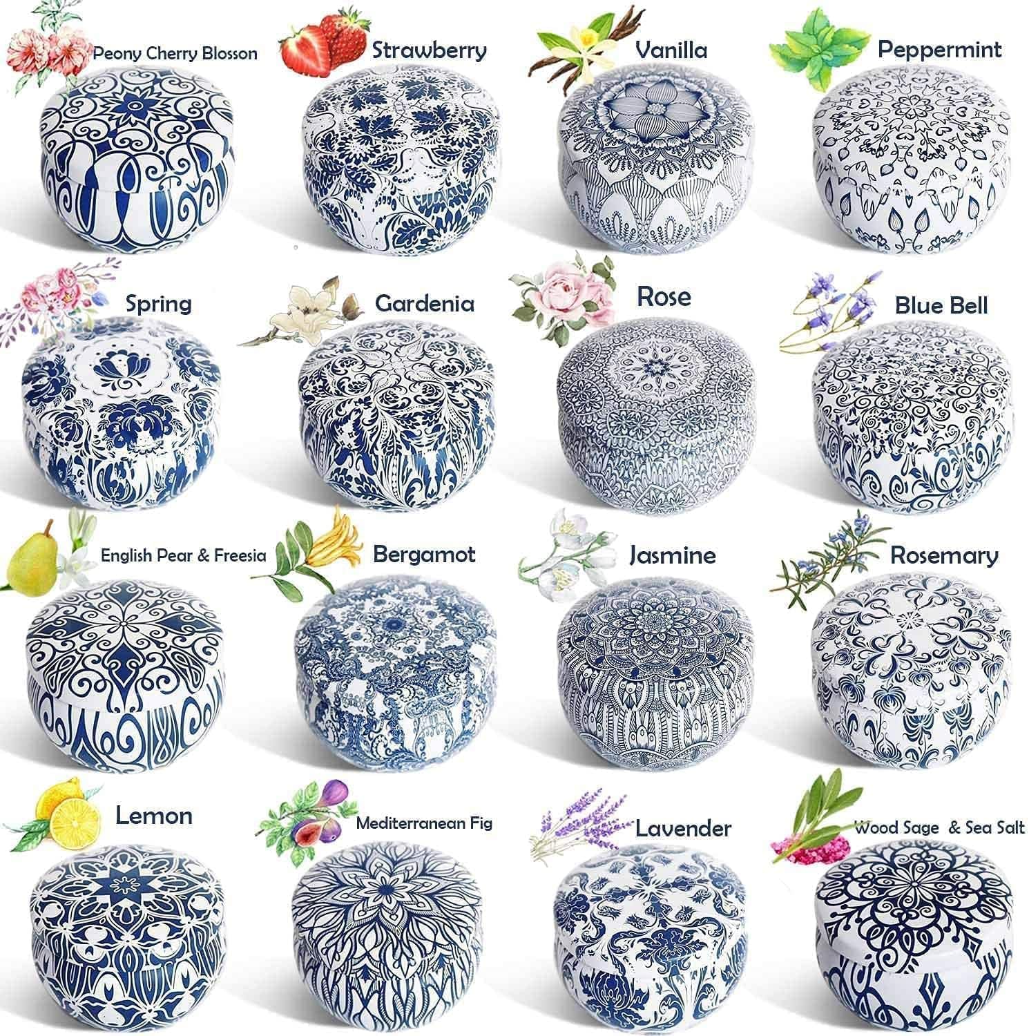 YOROXRG Scented Candles Gifts Set 16 Pack Soy Wax Travel Tin Jar Candles for Home 2.5 OZ for Mom for Christmas, Birthday, Thanksgiving, Mother's Day
