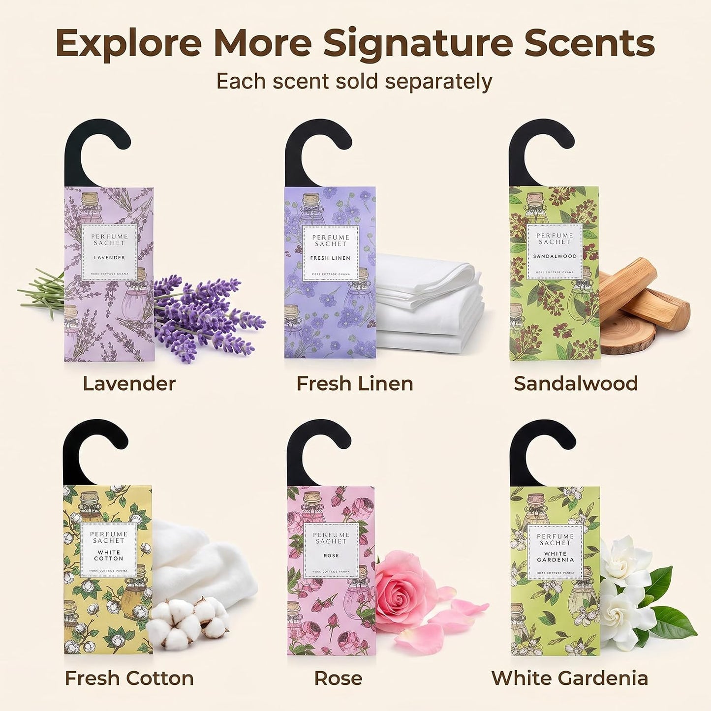 ROSE COTTAGE Large 12 Packs Lavender Hanging Closet Deodorizer Air Freshener Long Lasting Scented Sachets Smell Goods for House