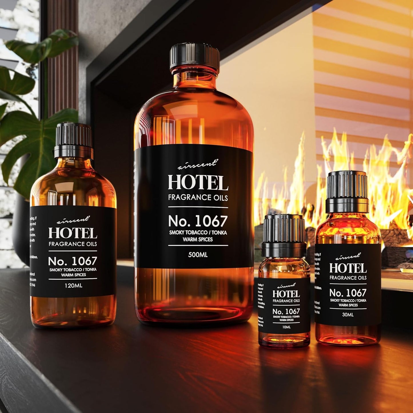 AirScent Hotel Diffuser Oil No. 1067 - Smoky Tobacco, Tonka, Warm Spices - Premium Fragrance Oil for Ultrasonic and Waterless Diffusers and Crafting - 10 mL, 0.34 fl oz Glass Dropper Bottle
