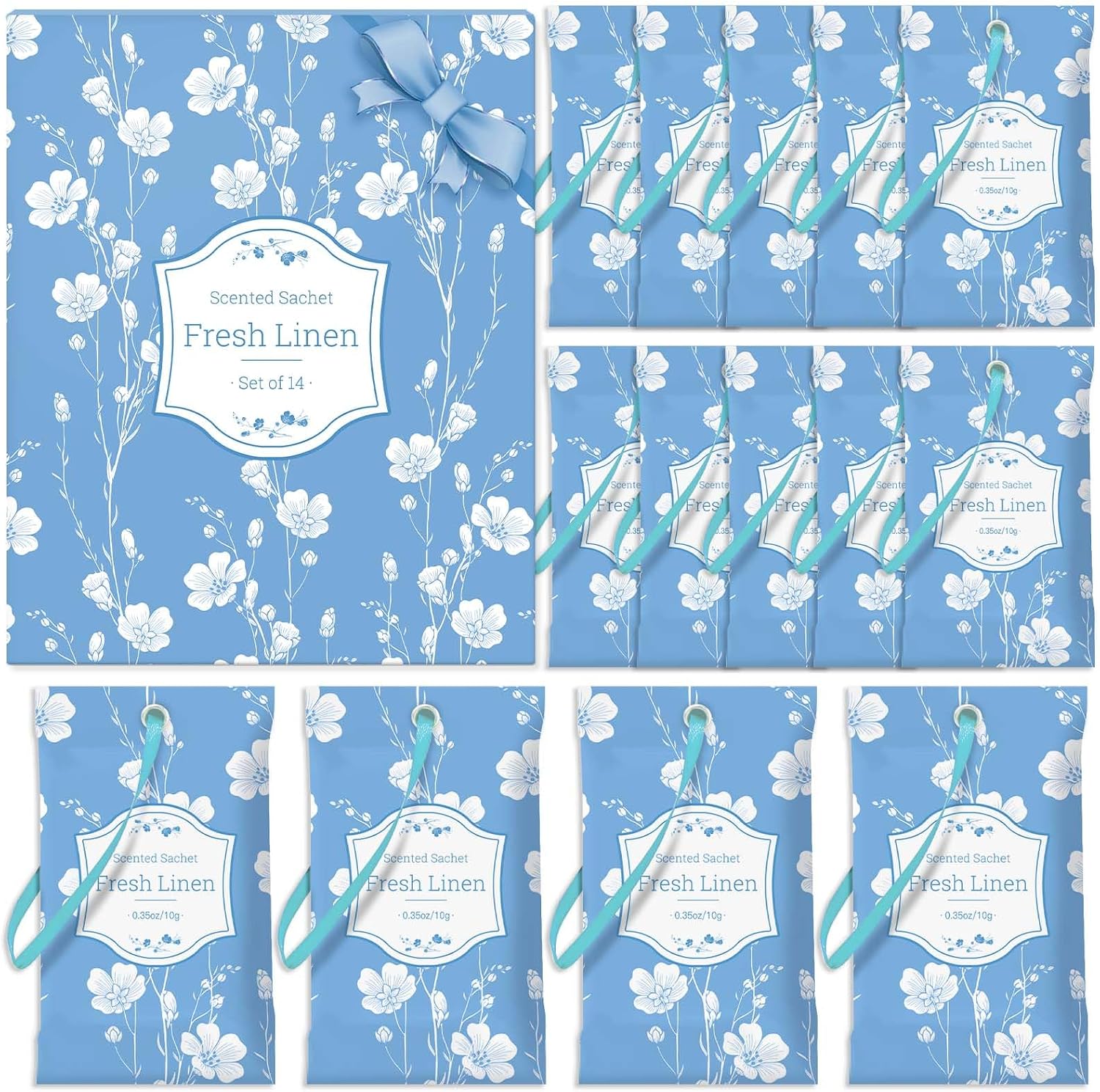STRN Scented Sachets for Drawer and Closet, Linen Scented Long-Lasting Sachets, 14 Packs for Home Fragrance, Small Space Air Freshener for Wardrobes