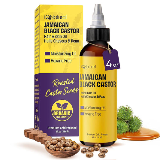 4oz Organic Cold Pressed Jamaican Black Castor Oil for Hair Growth and Damaged