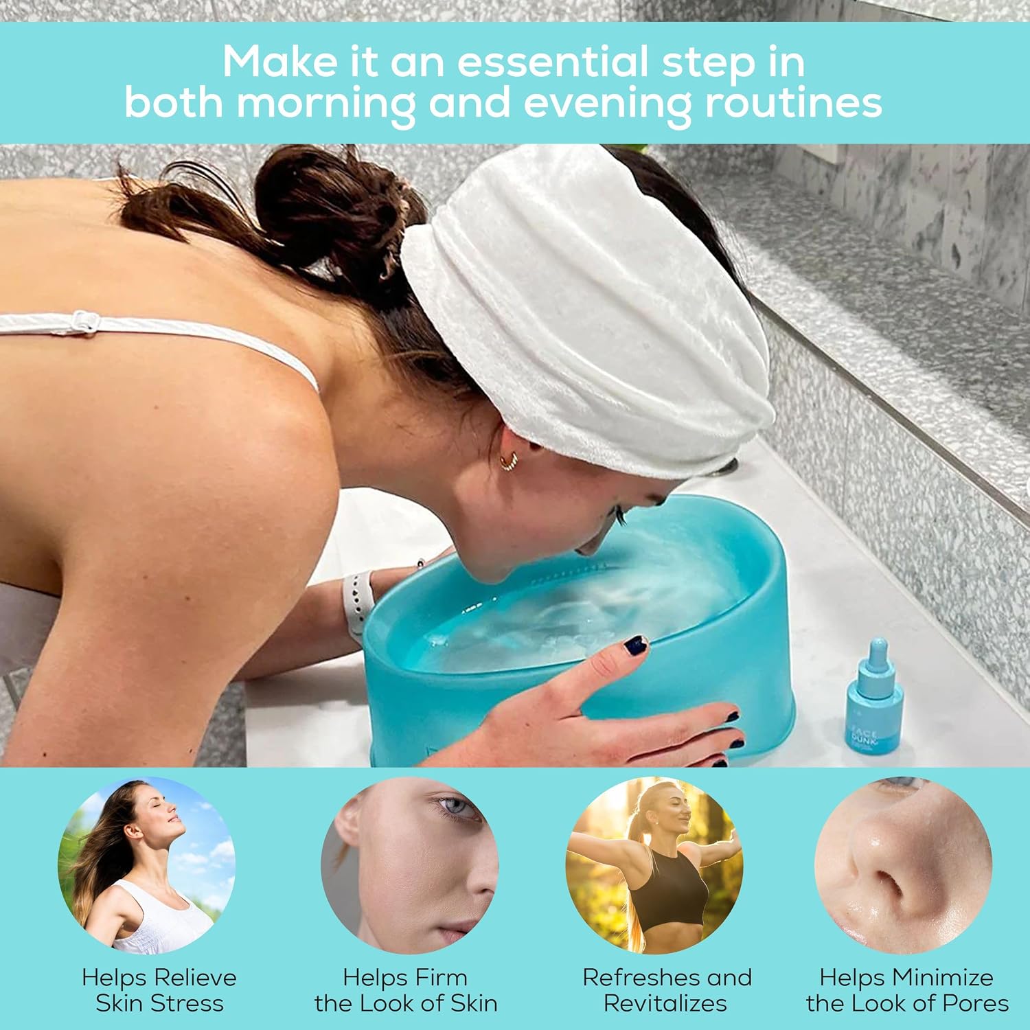 OG Hydrate Kit - Hydrating Ice Facial Kit for Glowing Skin and De-Puffing - At Home Cryo Facial Bowl with Hyaluronic Glow Drops for Hydration and Skin Barrier Care