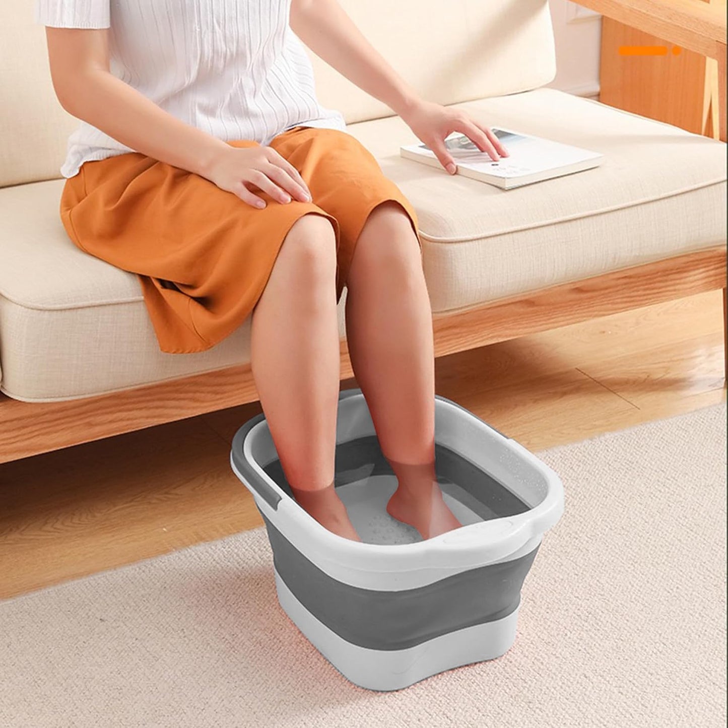 MontNorth Collapsible Foot Soak Tub with Handle,4 Gallons/15L Multifunction Foldable Foot Bath Basin with Massage Acupoint,Plastic Foot Bucket for Soaking Feet,Grey