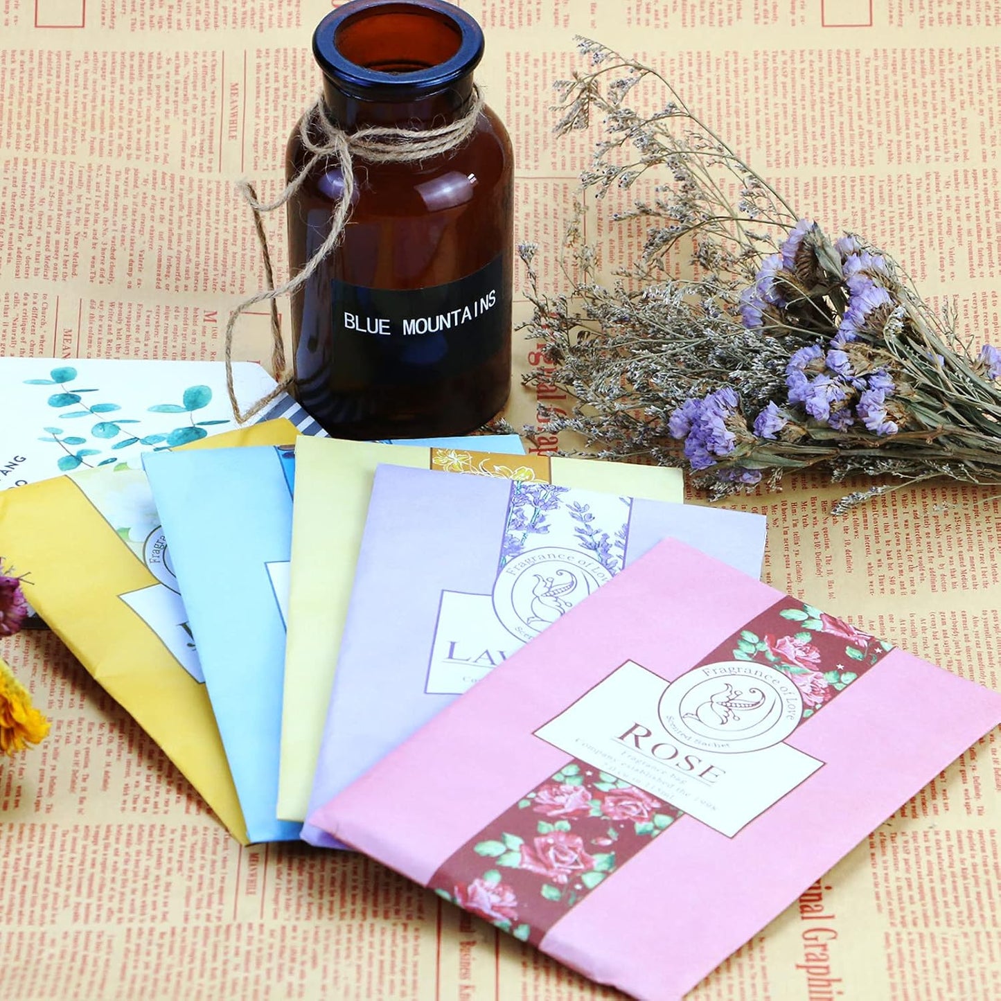 15 Pack Closet Air Freshener, Flower Scented Sachets Bags for Drawer and Closet, Fresh Scents Freshener with Hanger