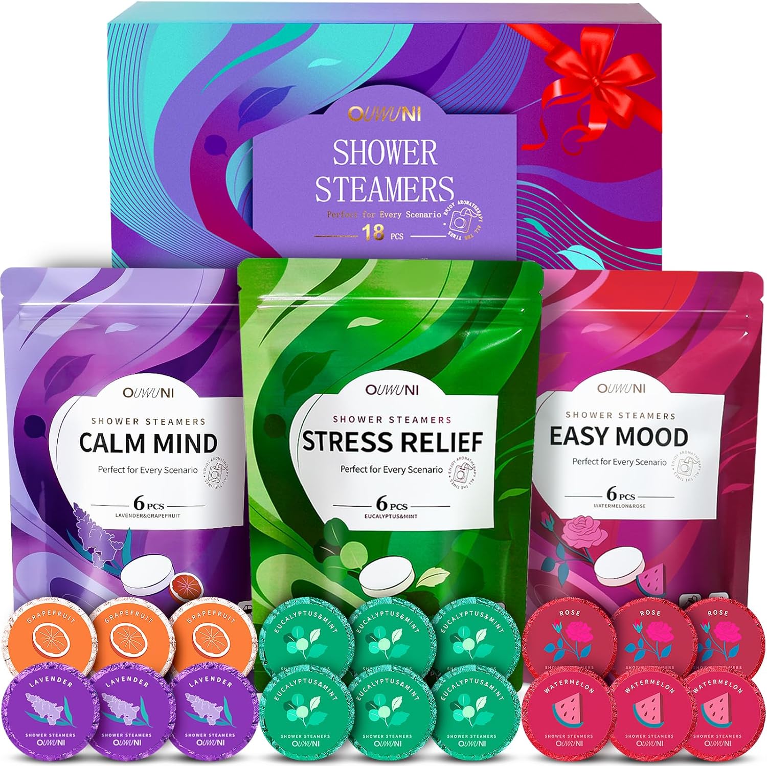 Shower Steamers Aromatherapy - 18 Pack Shower Bombs Natural Organic Essential Oils, Birthday Gifts for Mom Wife, Self Care Relaxation Gifts for Women Her Grandma