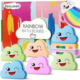 Rainbow Bath Bombs for Kids, Handmade 8 Pcs Kids Bath Bombs Gift Set for Girls Teens Toddler Rainbow Bubble Fizzy
