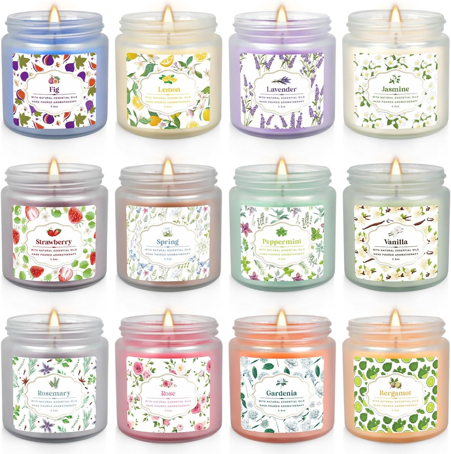 YOROXRG 12 Pack Scented Candles with Added Natural Essential Oils, 3.05oz, Suitable for Various Festivals, Parties, Yoga, and Home Scene