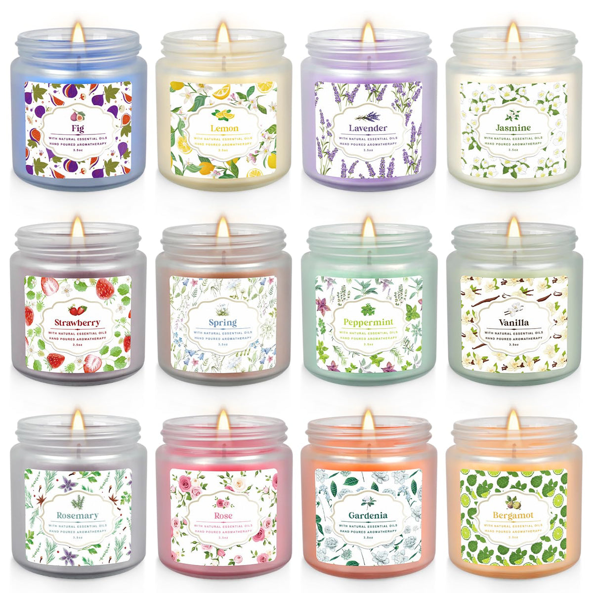YOROXRG 12 Pack Scented Candles with Added Natural Essential Oils