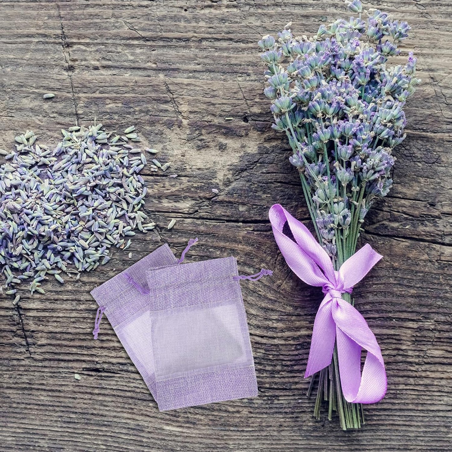 Cabilock 10PCS Empty Lavender Sachet Bags, Linen Organza Pouches for Dried Lavender, Sachet Bags Scented to Fill for Closet and Drawers, Purple - 10x14cm