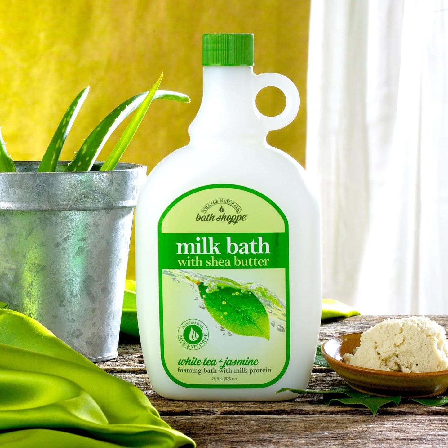 Village Naturals Bath Shoppe, White Tea and Jasmine Foaming Milk Bath, 28 Fl Oz, Pack of 2