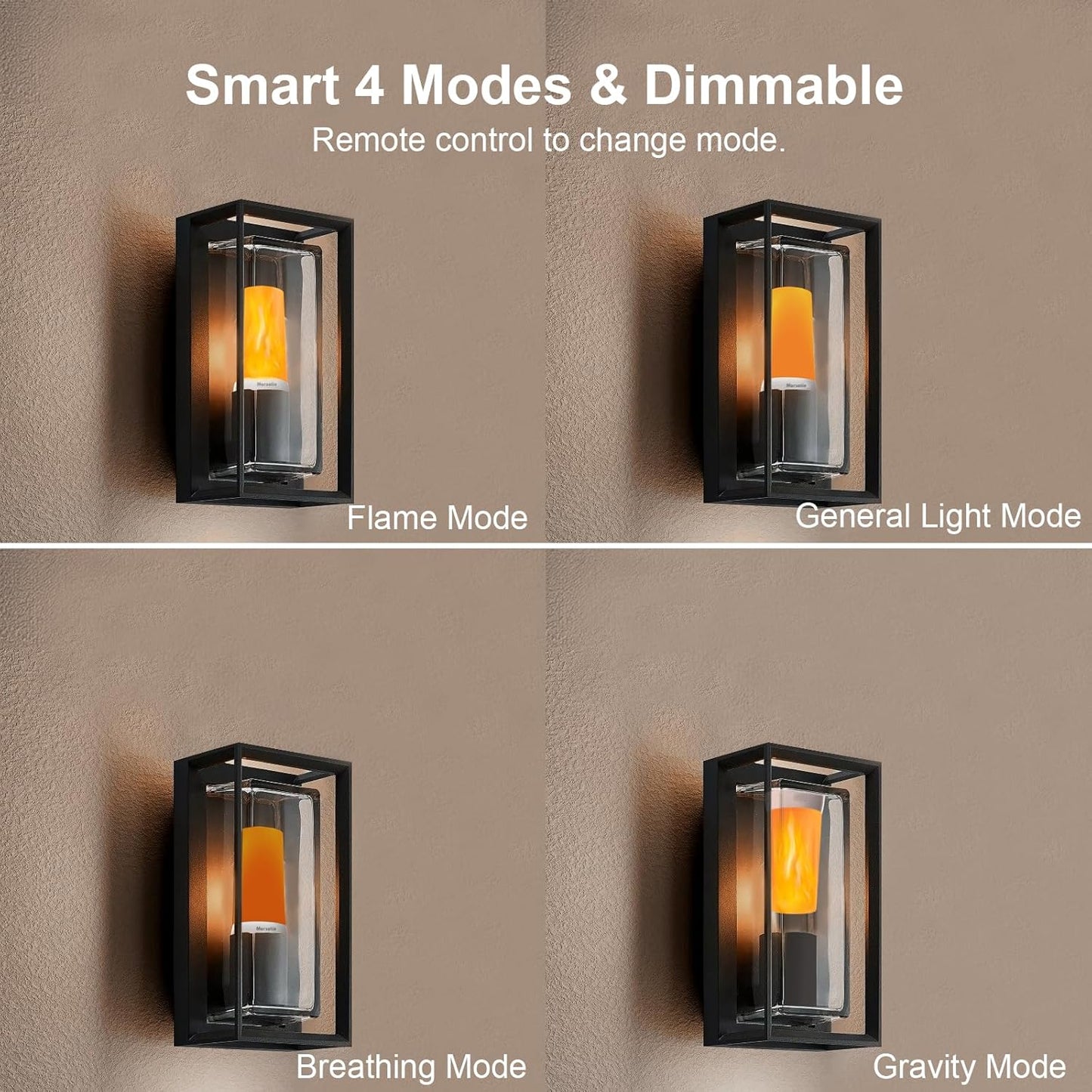 Upgraded LED Flame Light, Rechargeable Flame Lamp with Remote & Timer, 4 Modes Upside-Down Effect, Waterproof Battery Operated Dimmable Flameless Candles for Camping Indoor Outdoor Decor, 2 PCS
