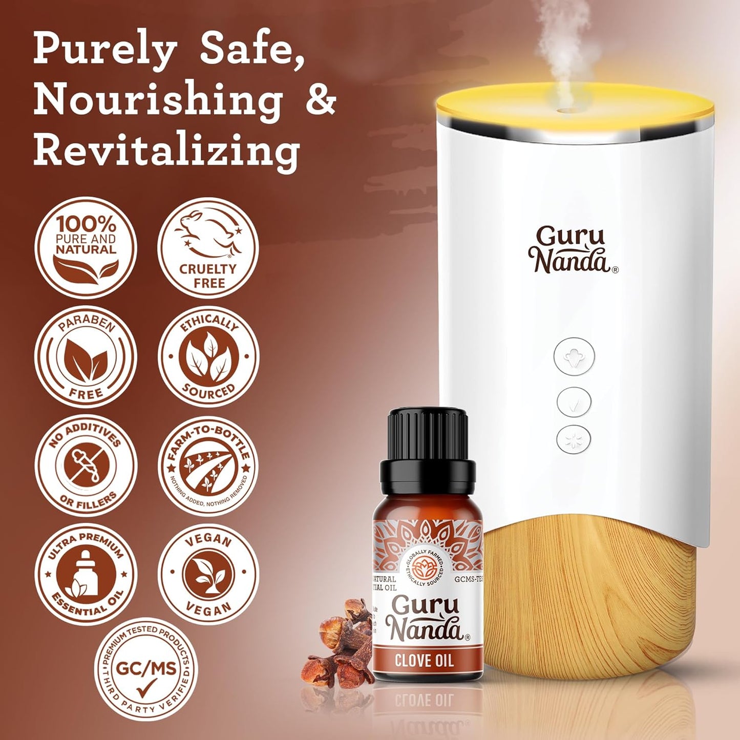 GuruNanda Clove Essential Oil - Pure, Natural & Undiluted for Aromatherapy and Diffuser - 15 ml
