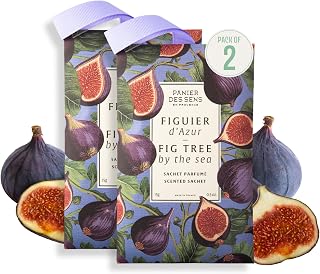 Panier des Sens Mediterranean Fig Scented Sachets, 2-Pack, 1 oz | Made In France Scented Sachets | For Drawers, Closets, Linens & Wardrobes | Long-Lasting Fragrance For Small Spaces