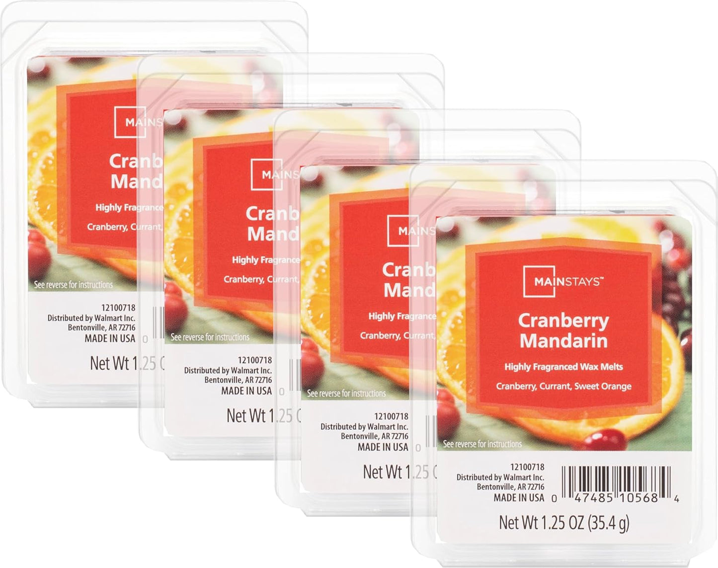 Mainstays Scented Wax Cubes 1.25oz 4-Pack (Cranberry Mandarin)