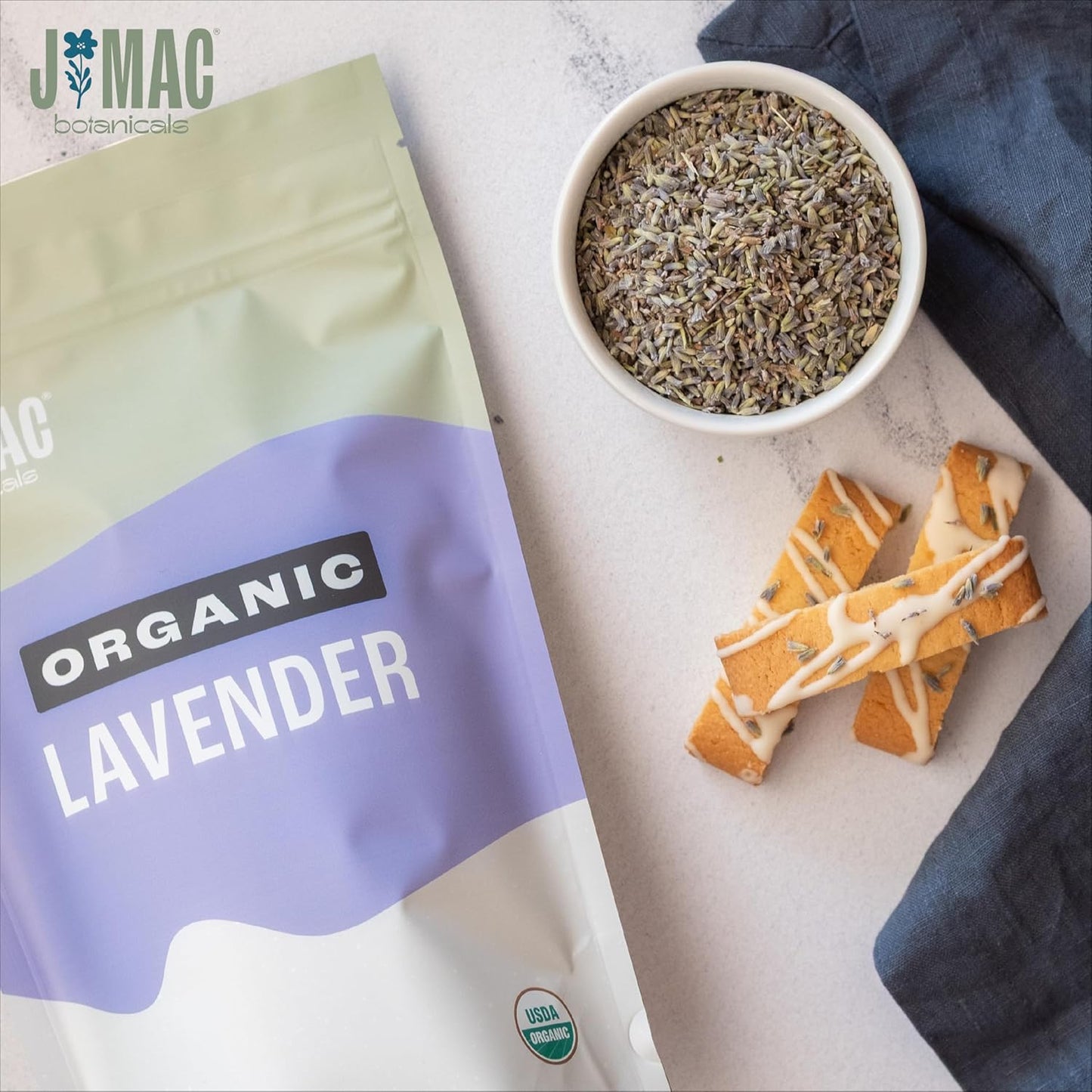 J Mac Botanicals, Organic Lavender Flower (2 oz), Dried Lavender Flowers, Buds
