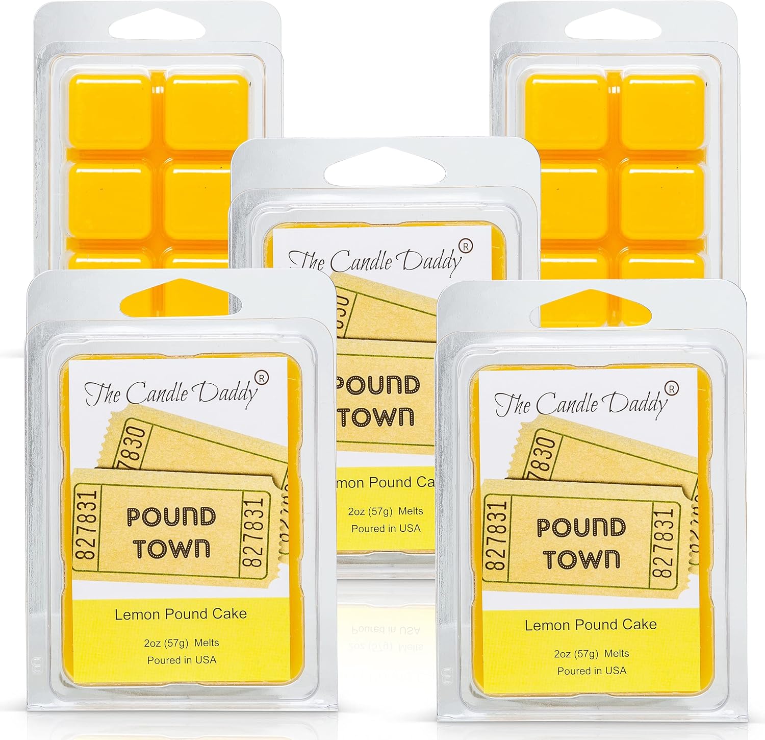 Two Tickets To Pound Town - Lemon Pound Cake Scented Melt - Maximum Scent Wax Melt - 1 Pack -2 Ounces - 6 Cubes Unique Funny Gift for Women, Men, BFF, Wife, Boyfriend Girlfriend, Husband, Partner