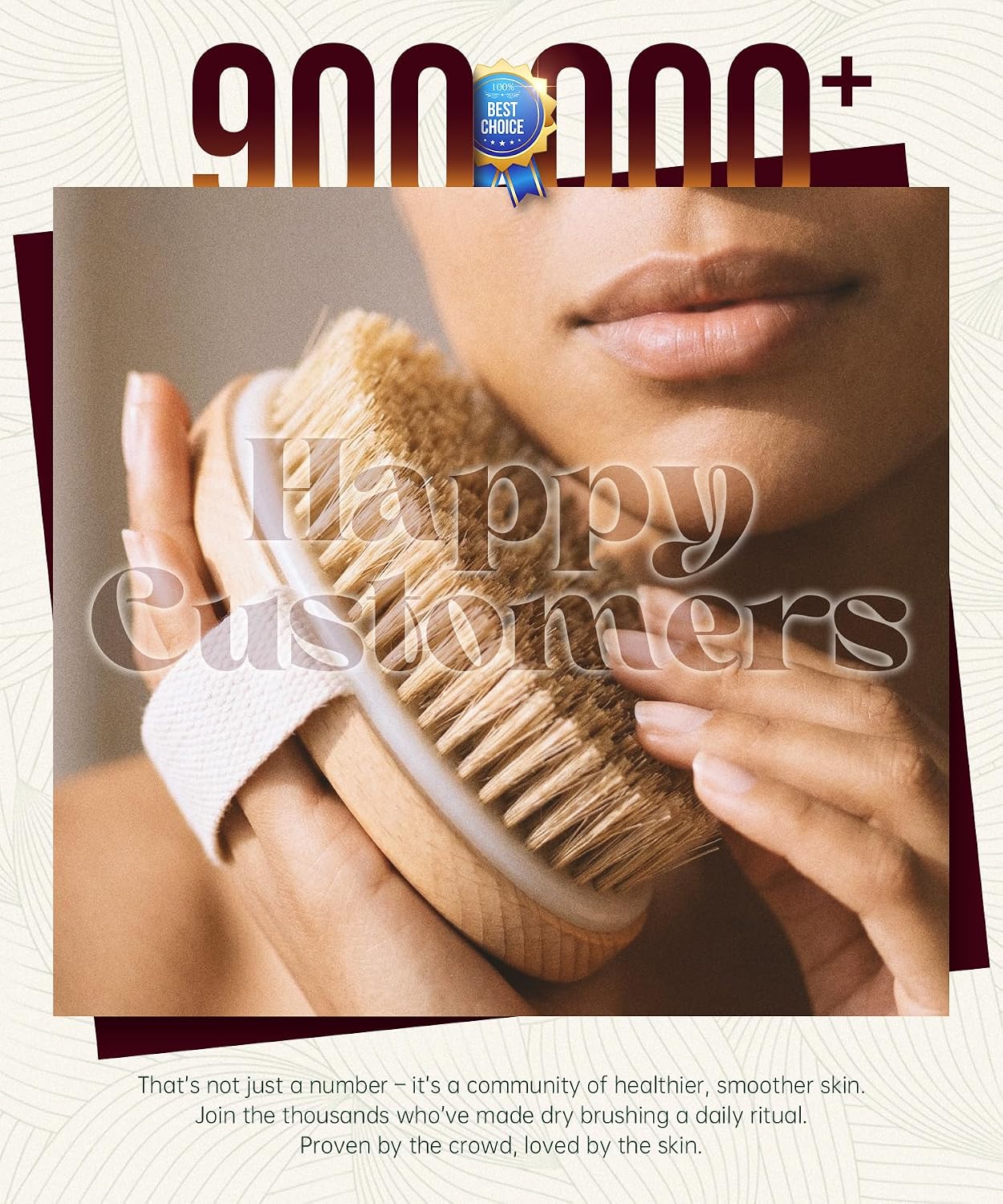 POPCHOSE Dry Brushing Body Brush, Natural Bristle Dry Skin Exfoliating Brush Body Scrub for Flawless Skin, Cellulite Reduction, Lymphatic Drainage and Blood Circulation Improvement