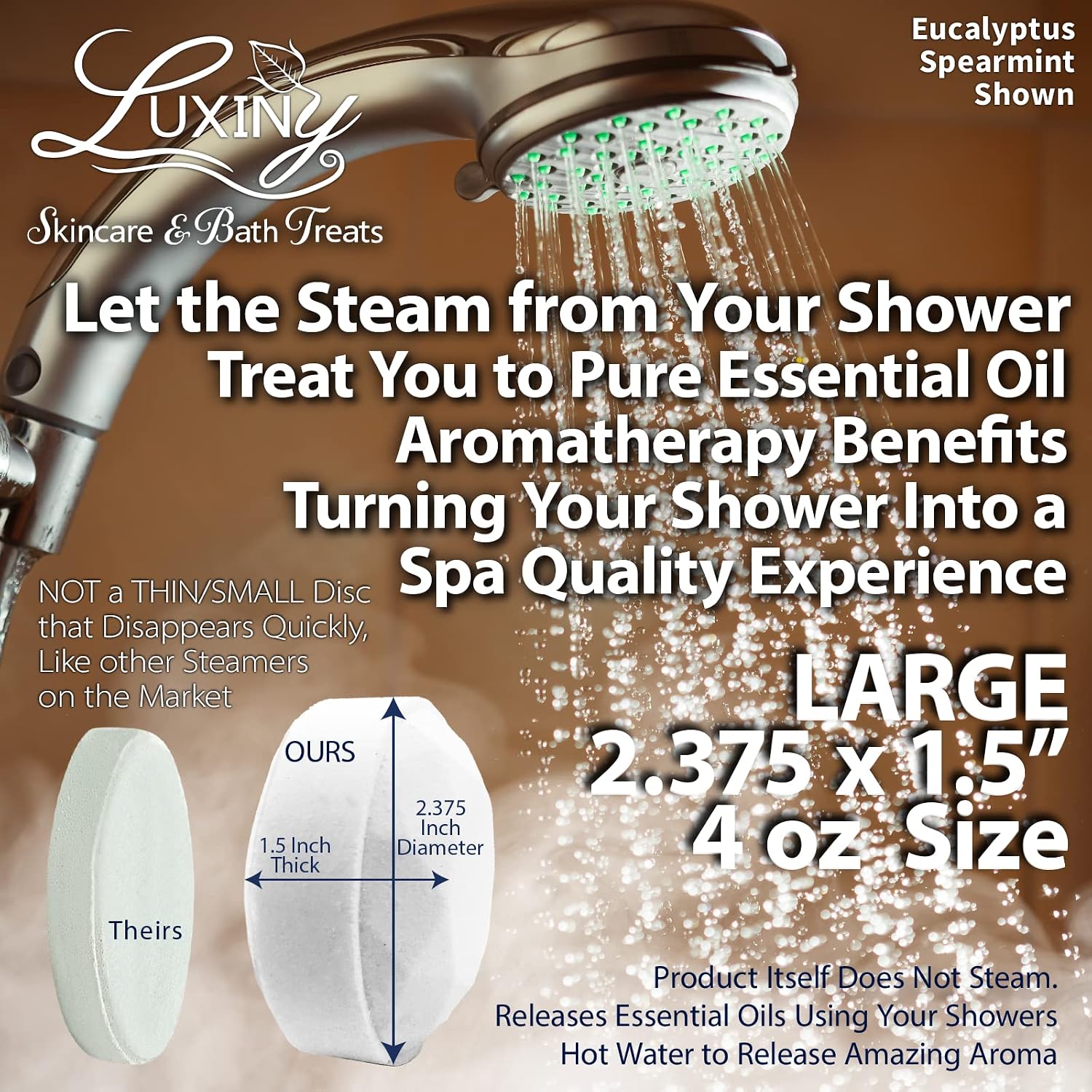 Shower Bombs Aromatherapy in Your Shower, American Made by Luxiny, Shower Steamer Tablets Melt to Release a Fragrant Vapor for Natural Stress Relief – Pack of 4 XL Steamers (Citrus Splash)