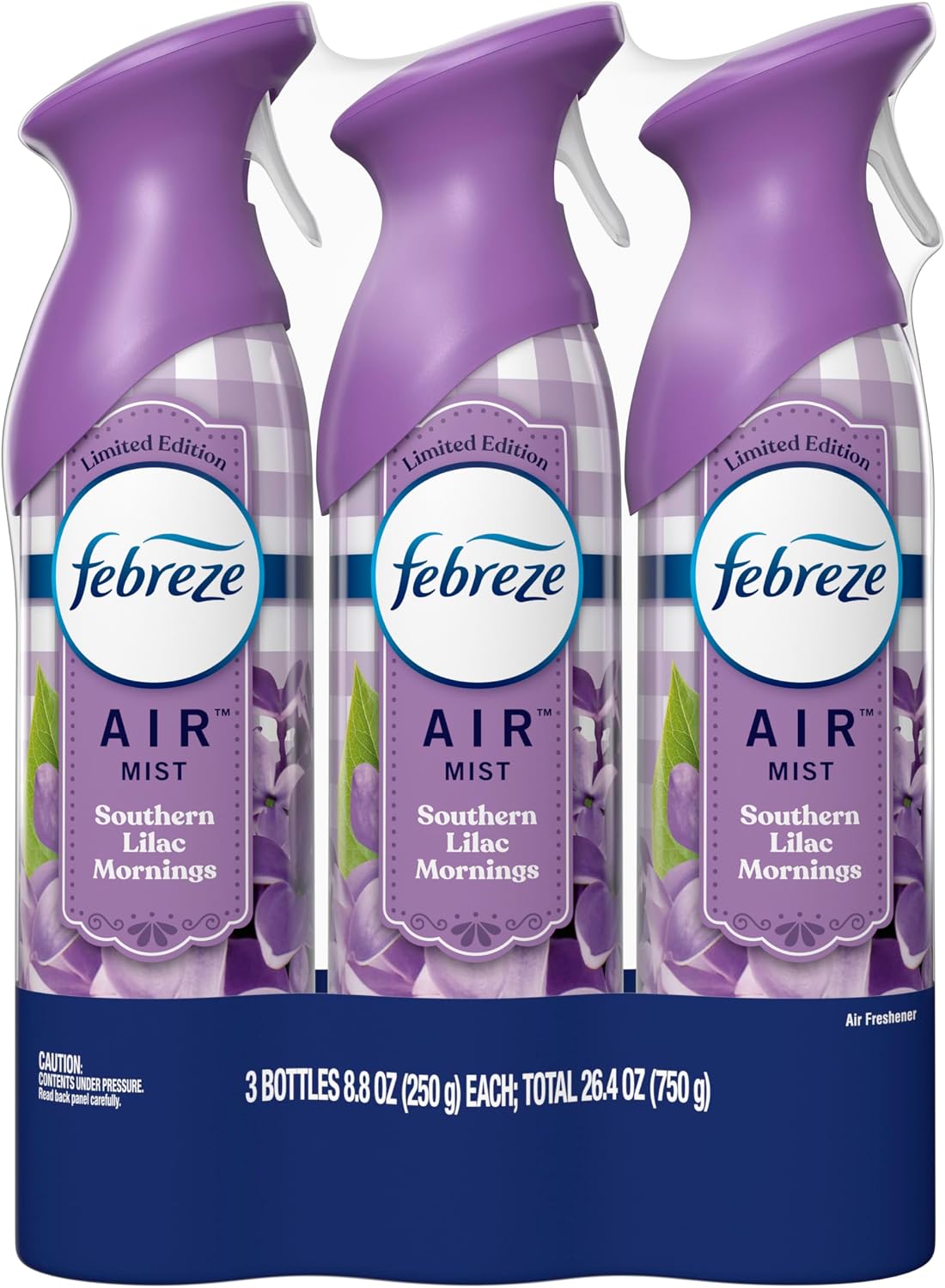 Febreze Air Mist Air Freshener Spray, Odor-Fighting Room Spray, Air Fresheners for Home and Bathroom and Kitchen, Aerosol Can, Southen Lilac Mornings Scent, Purple, 8.8oz (Pack of 3)