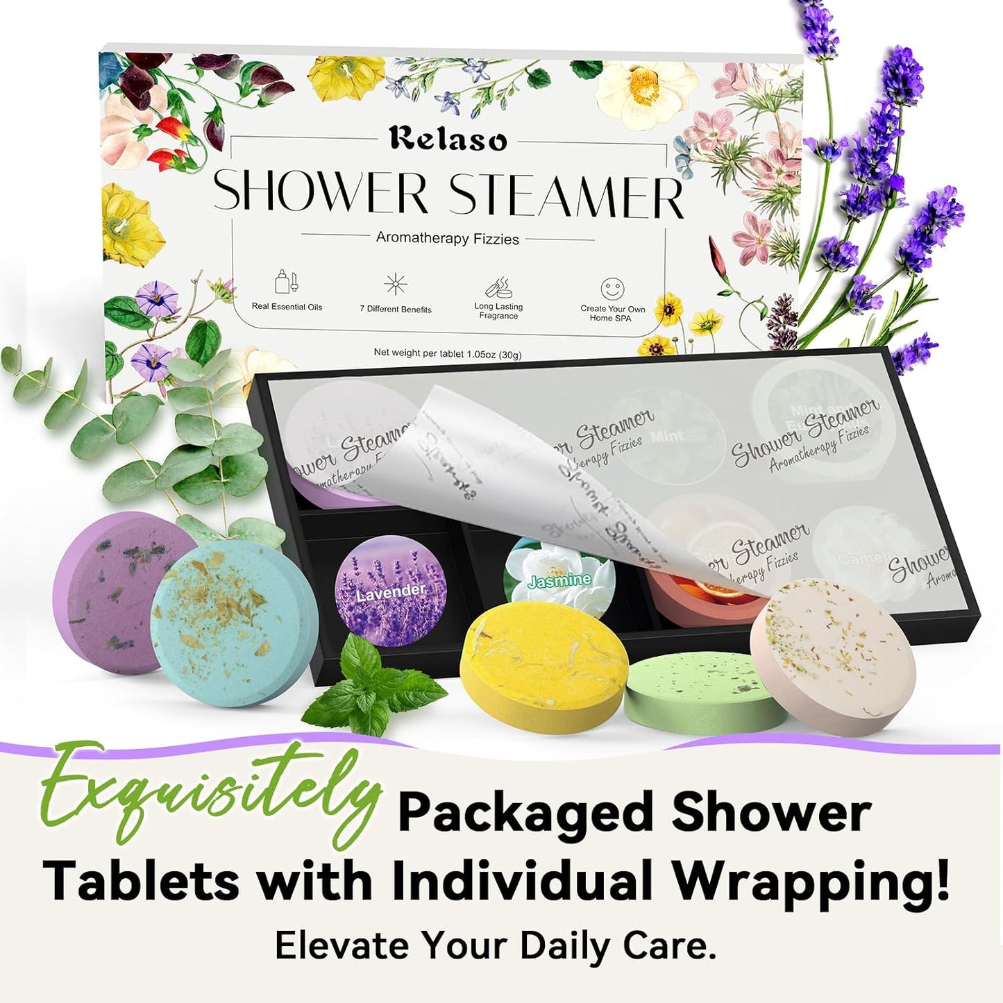 Shower Steamers Aromatherapy 8 Pack, Birthday Gifts for Women Men & Luxury Gift Box Packaging, Premium Shower Bombs with Natural Essential Oils, Home Spa Stress Relief, Relaxation Self Care