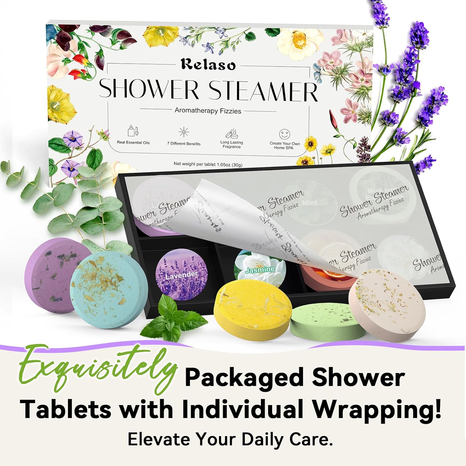Shower Steamers Aromatherapy 8 Pack, Birthday Gifts for Women Men & Luxury Gift Box Packaging, Premium Shower Bombs with Natural Essential Oils, Home Spa Stress Relief, Relaxation Self Care