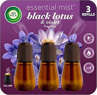 Air Wick Essential Mist Scented Oil Air Freshener Diffuser Refills, Black Lotus and Violet, 3 Count