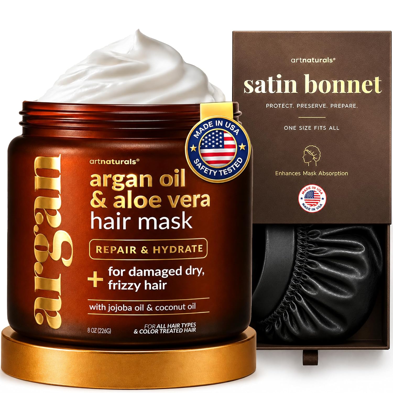 artnaturals Hair Mask for Dry, Damaged Hair - Deep Conditioning Treatment Argan Oil & Jojoba Treatment Repair Mask for Curly, Frizzy Color-Treated Hair, For Hydrating Growth Repair Moisturizing