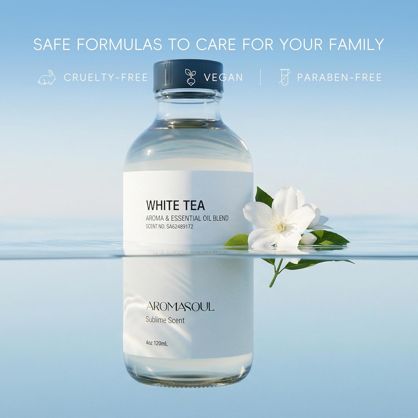 AROMASOUL Hotel Diffuser Oil Inspired by The White Tea Scent - Premium Fragrance Oil No. SA62489172 for Ultrasonic and Waterless Diffusers - 120 mL, 4 fl oz