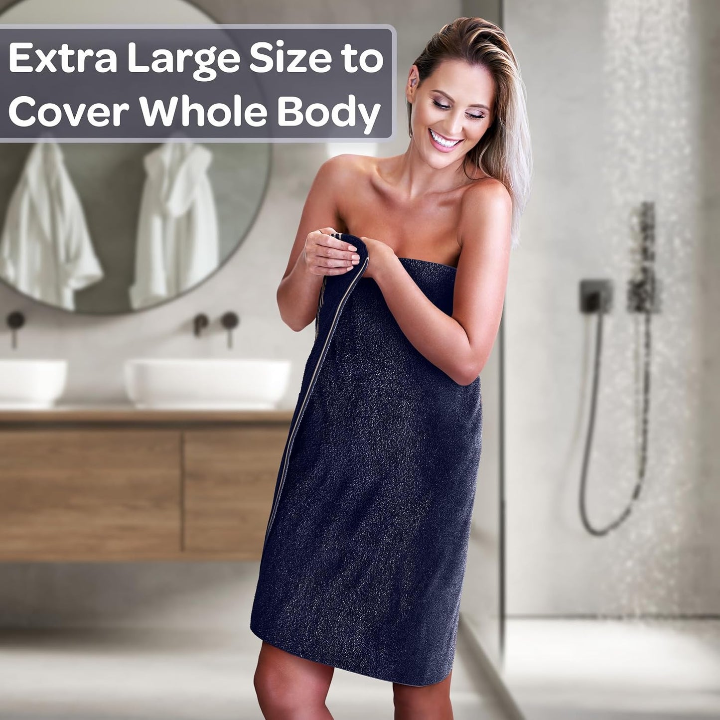 Bath Towels - 2PC 500GSM 100% Cotton Towel Set - 35x70in Extra Large Quick Drying Bath Towels - Absorbent Bath Sheets for Bathroom by Lavish Home (Navy)