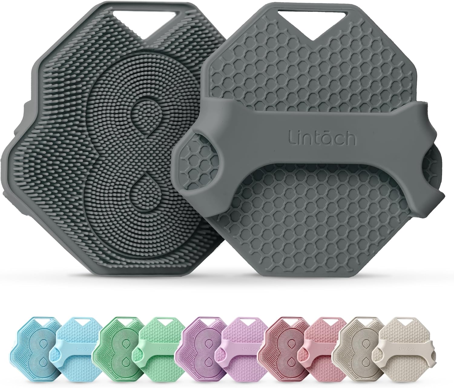 Silicone Shower Scrubber for Body – Exfoliating Loofah Alternative, Zinc & Silver-Infused, Hygienic & Gentle for Sensitive Skin, Durable & Long-Lasting Body Scrubber for Men - Gray