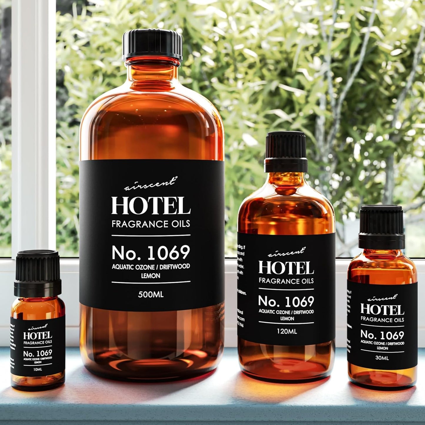 AirScent Hotel Diffuser Oil No. 1069 - Aquatic Ozone, Driftwood, Lemon - Premium Fragrance Oil for Ultrasonic and Waterless Diffusers and Crafting - 10 mL, 0.34 fl oz Glass Dropper Bottle