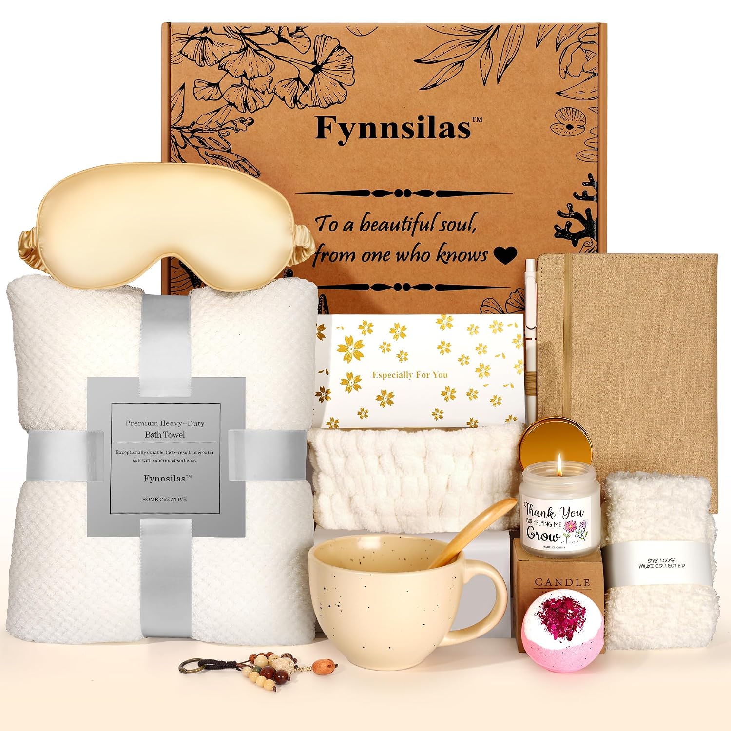 Stress Relief Spa Gift Box for Women – 12pc Self Care Set w/ Oud Wood Candle, Blanket, Bath Bombs, Eye Mask, Fuzzy Socks | Birthday Get Well Thinking of You Gift