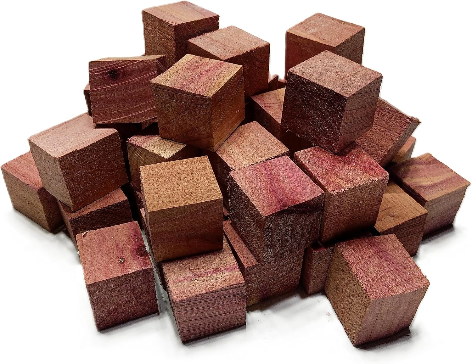 Eastern Red Cedar Wood Cubes 45 Count, Natural Fresh Aromatic Blocks, 1" Inch Diamiter, for Book Shelves, Closets and Storage