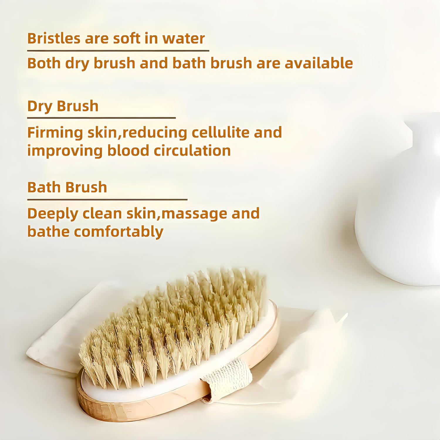 Dry Brush,Natural Bristle Exfoliating Scrubber,Dry Brushing Body Brush for Lymphatic Drainage,Cellulite Decrease,Dry Skin,Blood Circulation Boost and Pore Cleansing