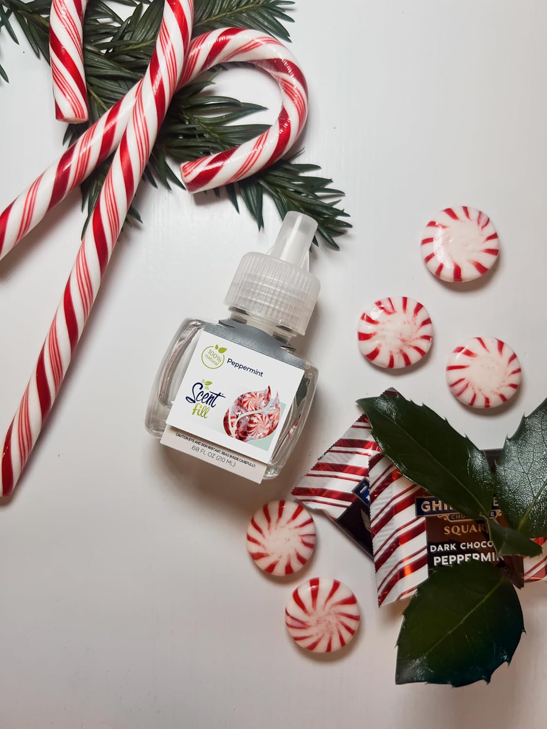 Scent Fill 100% Natural Peppermint Plug in Air Freshener, Scented Oil Refills, 2 Refills + Diffuser