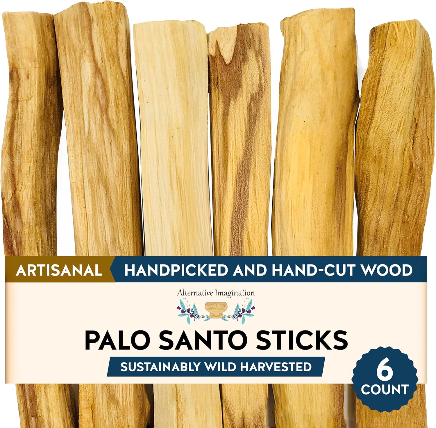 Palo Santo Sticks - Incense Sticks for Spiritual Cleansing, Stress Relief, Meditation Accessories, Home Fragrance - Sustainably Wild Harvested - Pack of 6 - Alternative Imagination