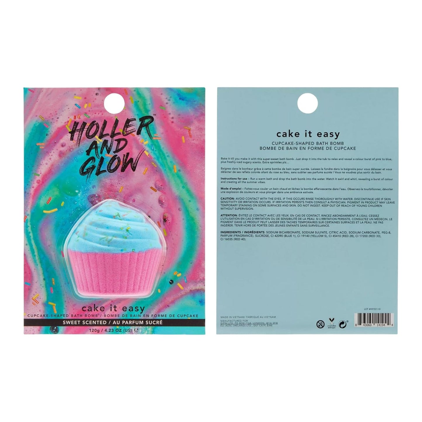 Holler and Glow Sweet Treat Bath Bomb Variety, Cupcake & Ice Cream, Bath Bombs for Girls, Sweet Scented, Fizzy Color Bursting, Non Toxic, Skin Safe, Mother's Day, Easter Or Birthday, 6 Piece Gift Set