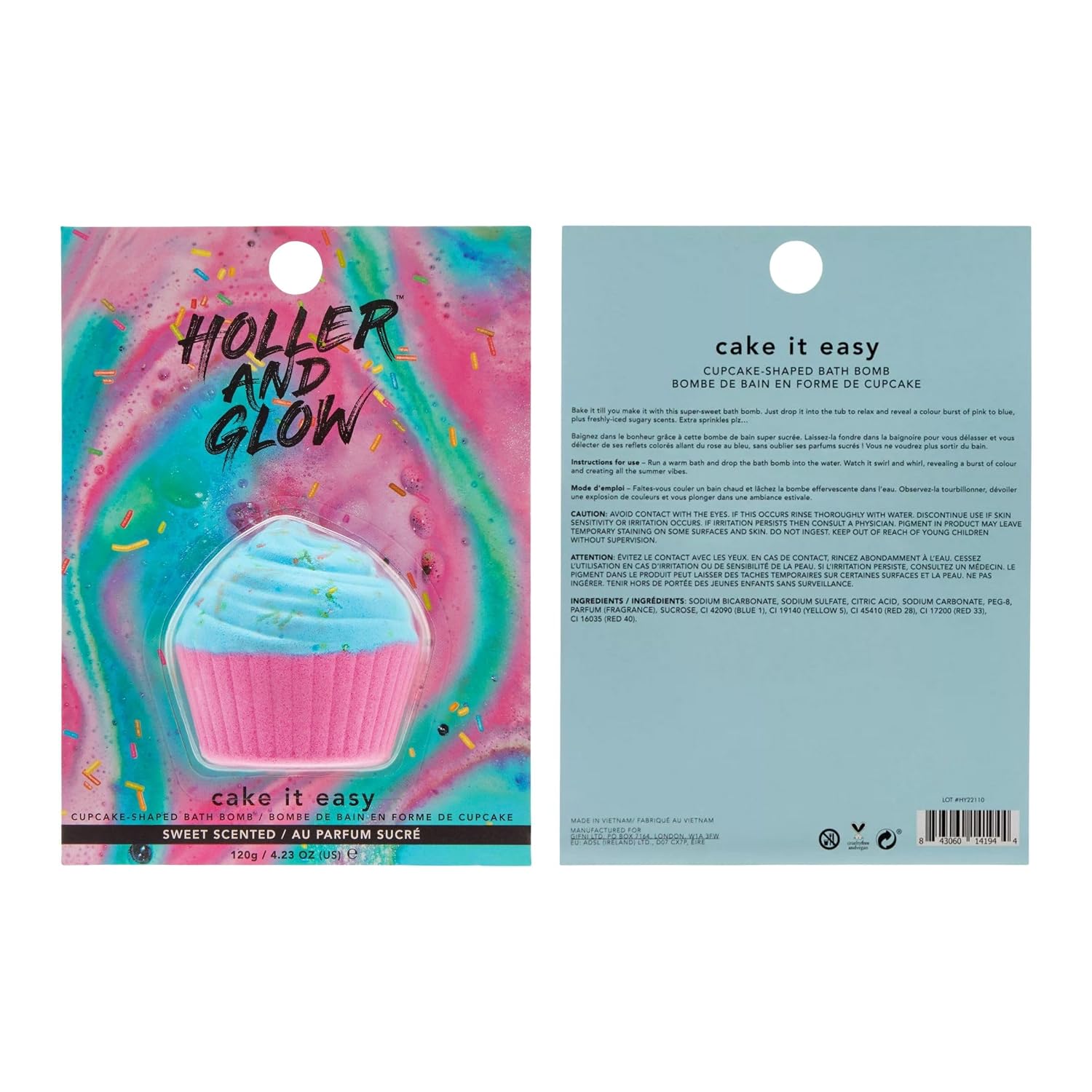 Holler and Glow Sweet Treat Bath Bomb Variety, Cupcake & Ice Cream, Bath Bombs for Girls, Sweet Scented, Fizzy Color Bursting, Non Toxic, Skin Safe, Mother's Day, Easter Or Birthday, 6 Piece Gift Set