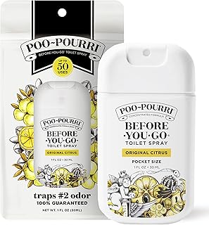Poo-Pourri Before-You-Go Pocket Toilet Spray, Travel Essentials, Original Citrus, 1 Fl Oz, Up to 50 Uses, On-The-Go Bathroom Odor Deodorizer with Essential Oils, TSA Approved Size, Lemon Bergamot