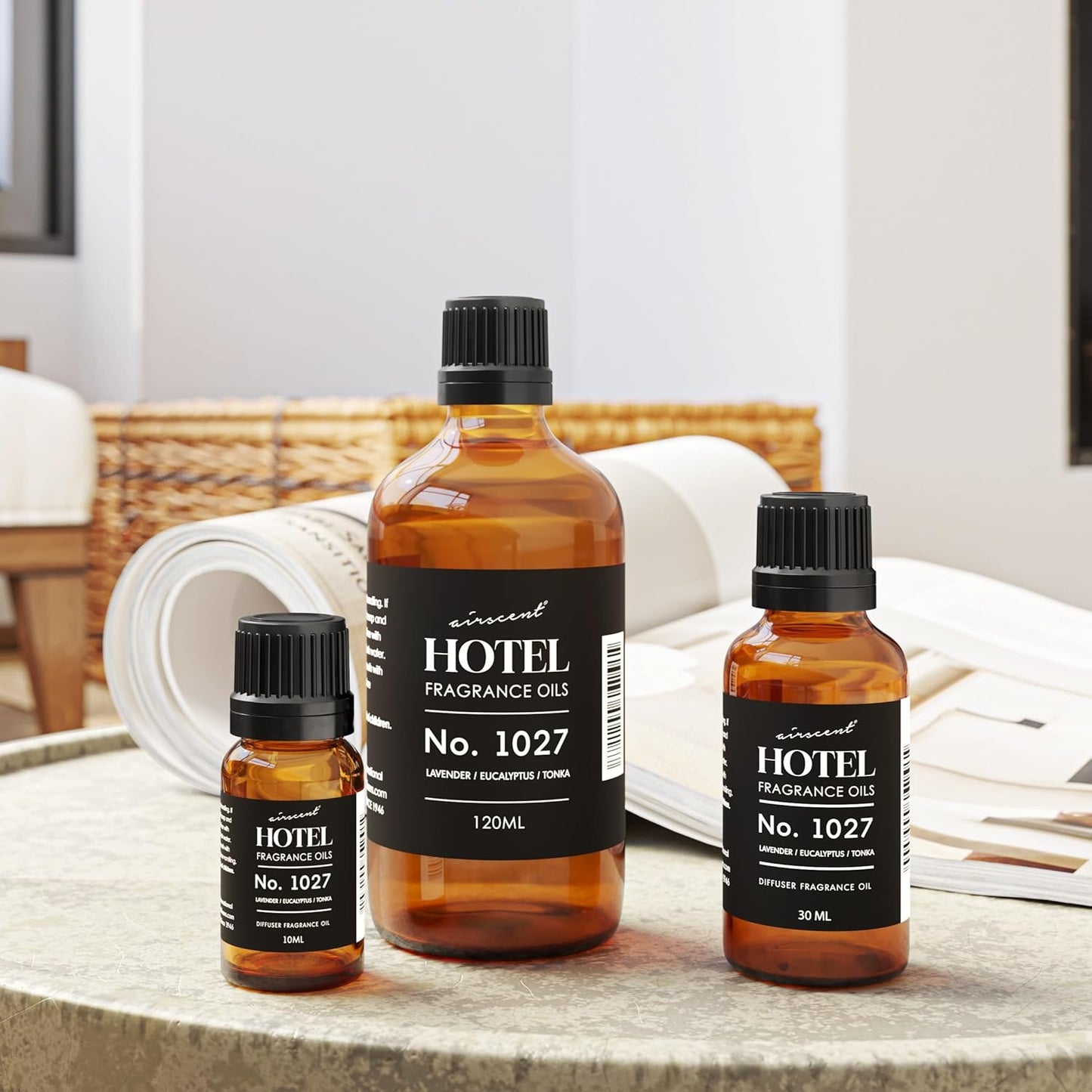 AirScent Hotel Diffuser Oil No. 1027 Inspired by The Zen Hotel Scent - Premium Fragrance Oil for Ultrasonic and Waterless Diffusers and Crafting - 10 mL, 0.34 fl oz Glass Bottle with Dropper