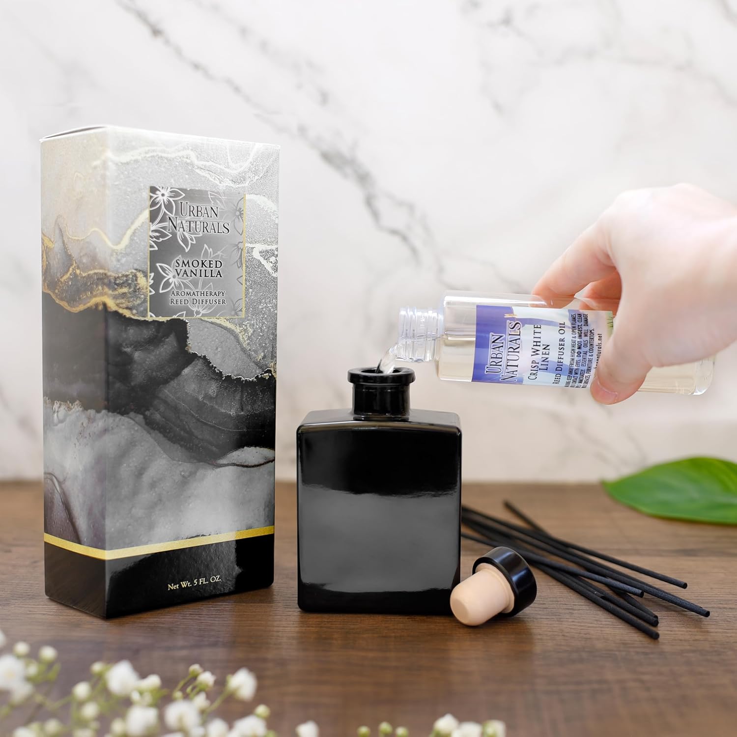 Urban Naturals Reed Diffuser Oil Refill Lavender Cedarwood with Warm Wood, Spa-Inspired Notes 8 oz + Free Reed Sticks, Made in the USA