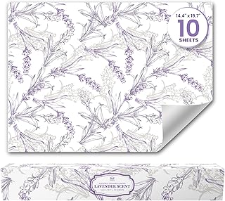 Lavender Scented Drawer Liners for Dresser Drawers (10 Large Sheets, 19.7" x 14.4") - Non Adhesive Drawer Paper Liner for Bedroom Dresser & Closet Shelves by Linda’s Essentials