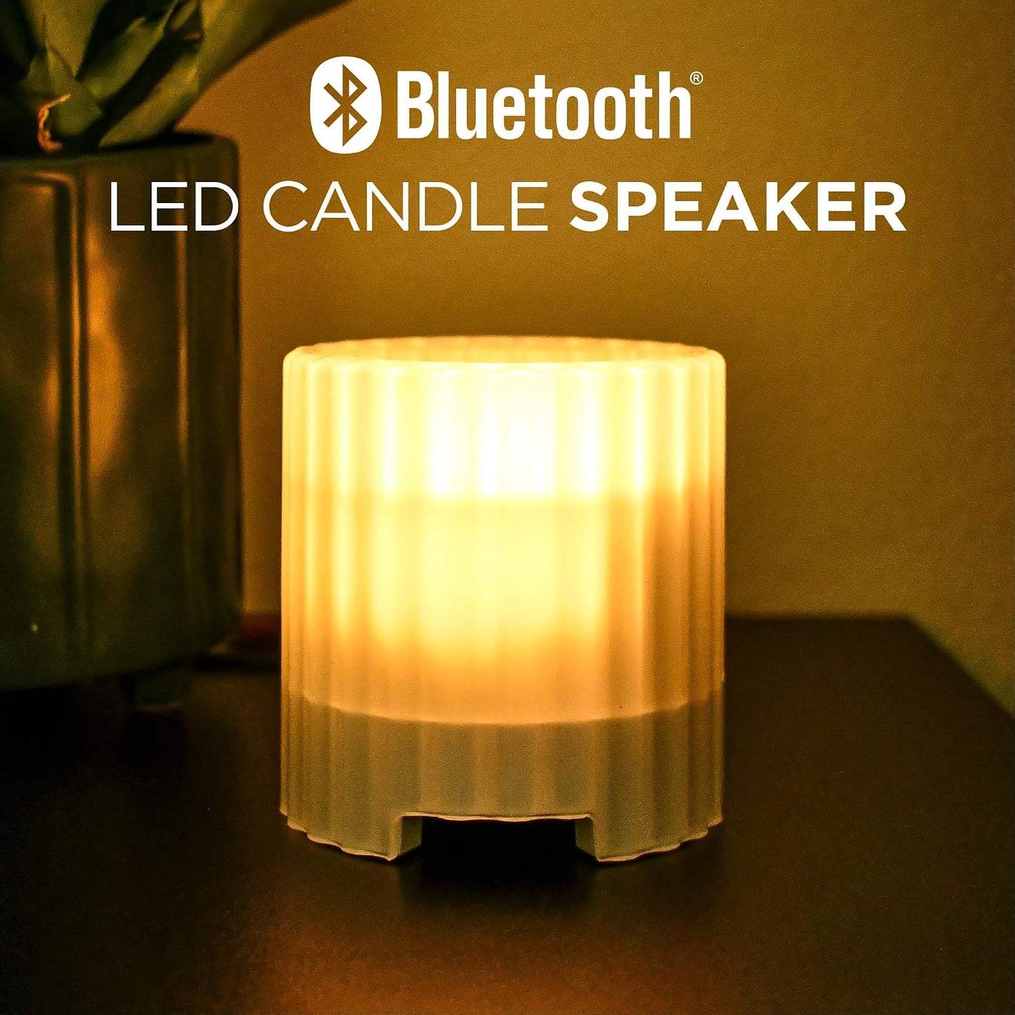 iHome Flameless Candle with Bluetooth Speaker, LED Candle with Rechargeable Battery Ideal for Stylish Home Décor – White (iBT100)