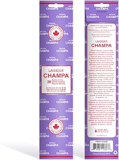 Lavender Champa 11" Incense Sticks Pack of 20 Each Long Lasting Aroma Stick Lasts 60+ Minutes Pure Ingredients Make These Agarbathi Perfect for Environmental Scenting and Aromatherapy