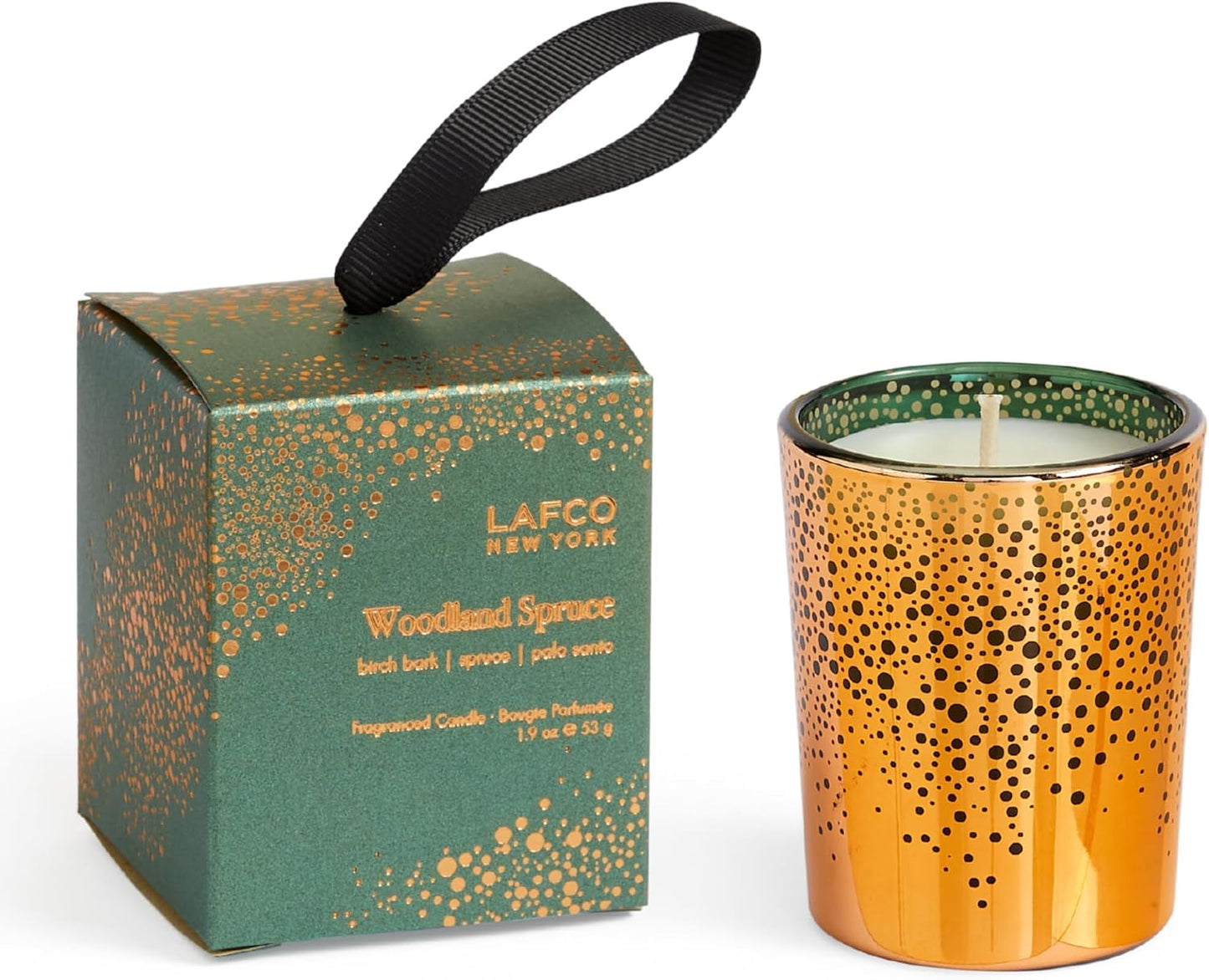 LAFCO New York Holiday Votive Candle, Woodland Spruce - 1.9 oz - 20-Hour Burn Time - Reusable, Decorative Glass Vessel - Made in the USA