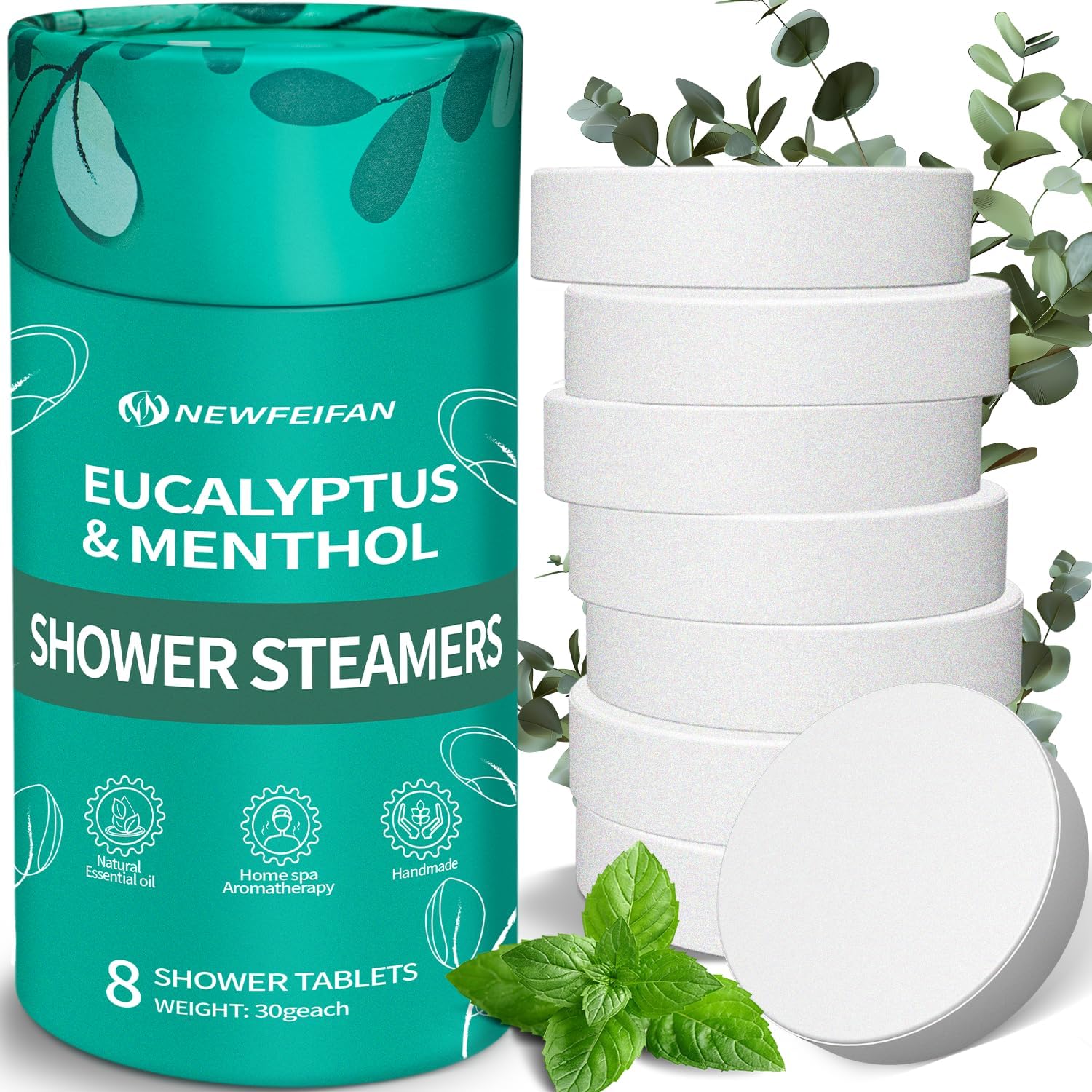 Shower Steamers Aromatherapy Gifts for Women Men, Fathers Day Gift for Dad Husband from Wife Daughter, 8 Pack Organic Eucalyptus & Menthol Essential Oil, Home Spa Relaxing Purple