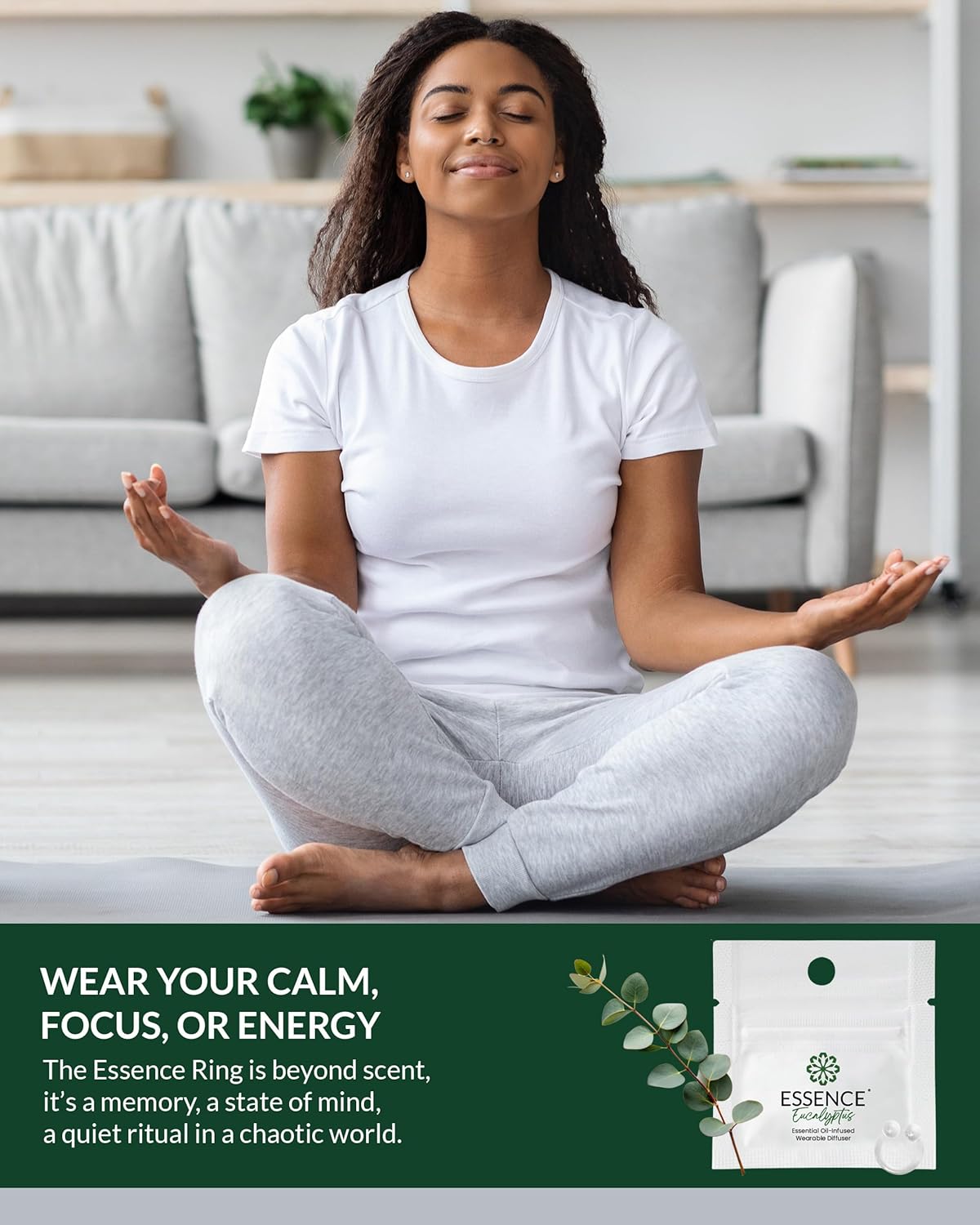 HONÉ Essence Wearable Aromatherapy Nasal Diffuser – Eucalyptus Essential Oil Nose Ring Silicone Inhaler for Stress & Mood Support - Made in USA & Travel-Friendly