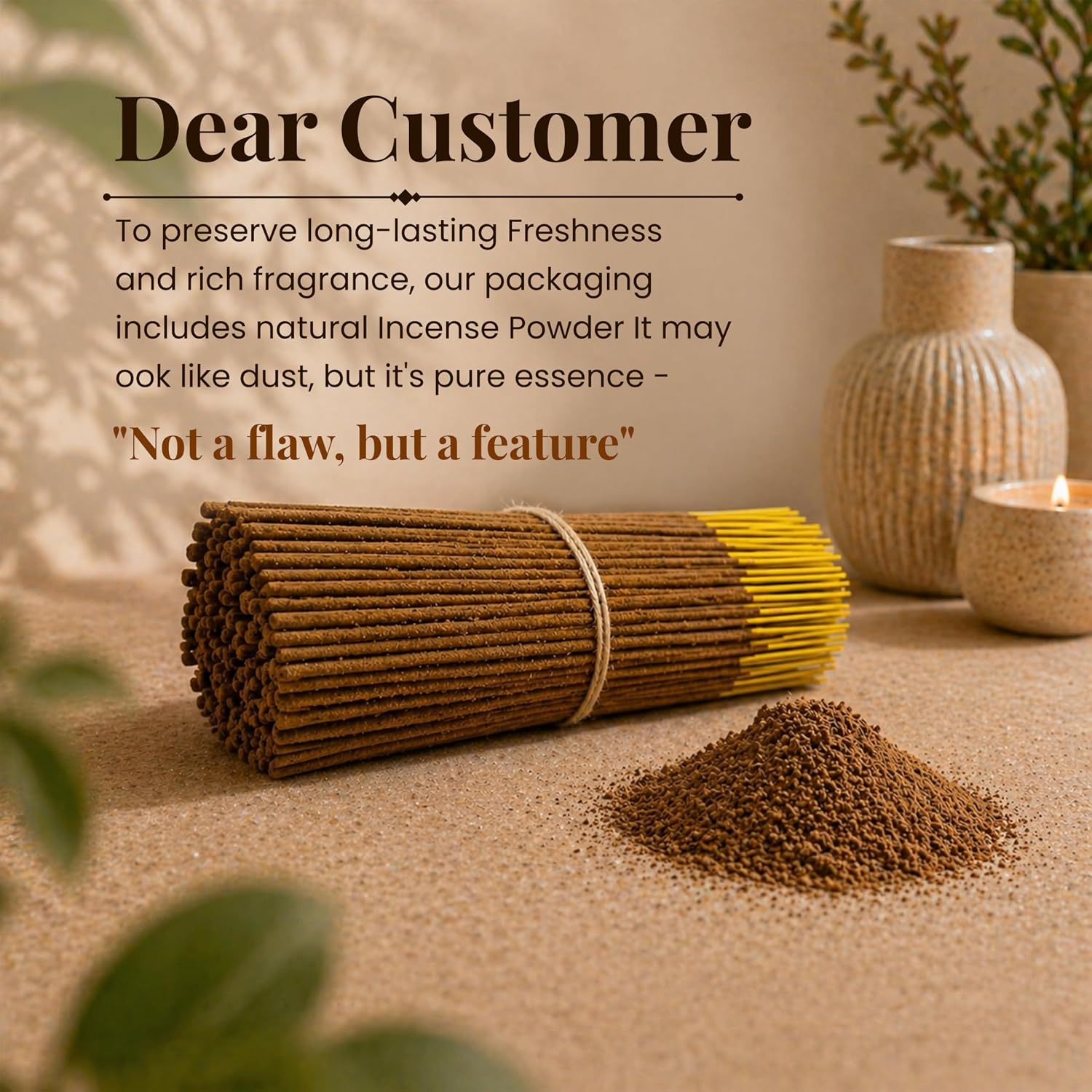 Natural Sandalwood Incense Sticks, 100 Sticks, Organic Insence Non Toxic, No Charcoal Clean Burning, Handmade from Upcycled Flowers, Positive Vibes Inscent Calming Aroma