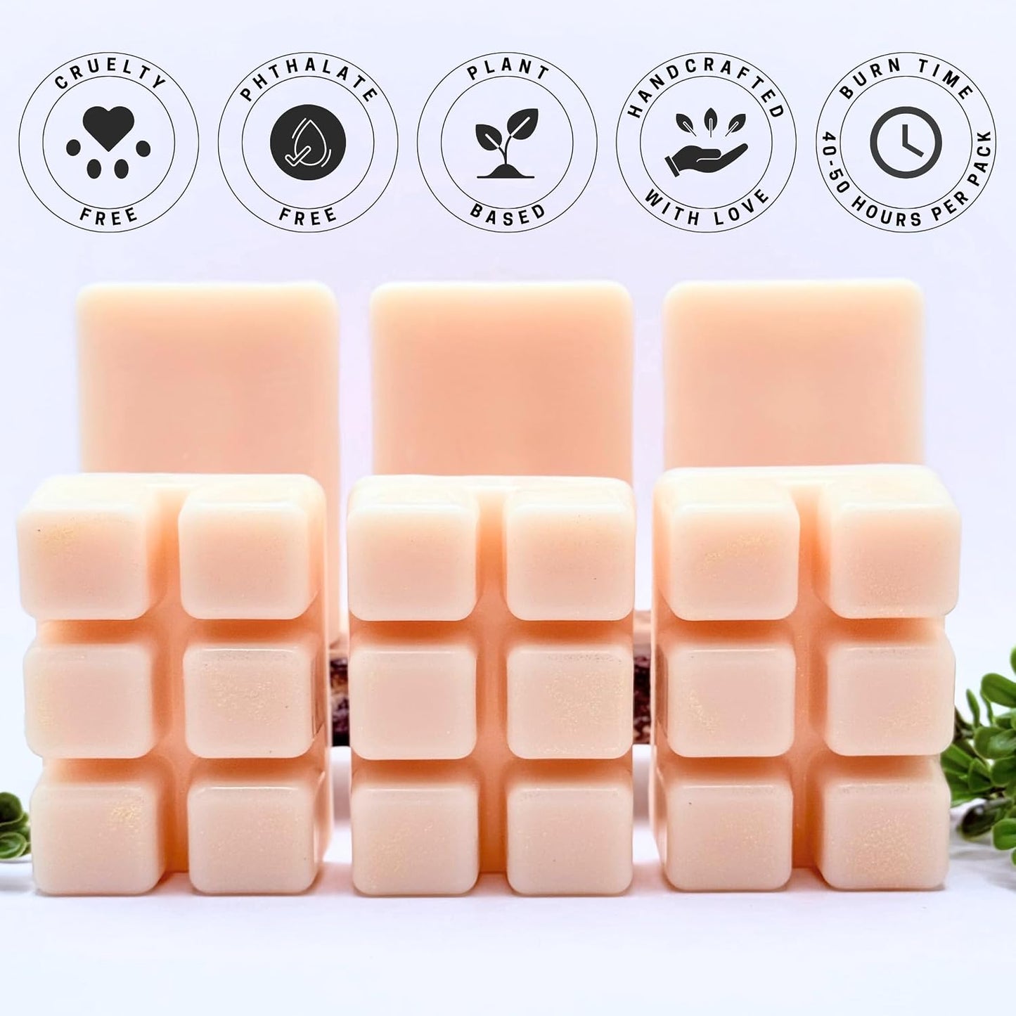 Hand-Poured Soy Wax Melts, Long Lasting Scented Cubes, 100% Natural Soy (Golden Hour: Grapefruit, Peach, Vanilla, 3-Pack with 6 Cubes Each)