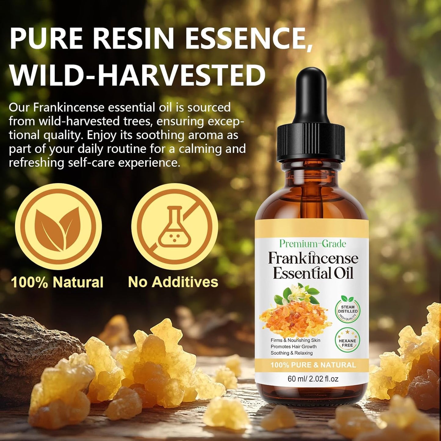 Frankincense Resin Oil for Face 2.02 fl.oz, Reduces Fine Lines & Wrinkles, Soothes & Repairs Skin, Deep Hydration for Body, Anti-Aging Serum Frankincense Skin Essential Oil Wrinkle